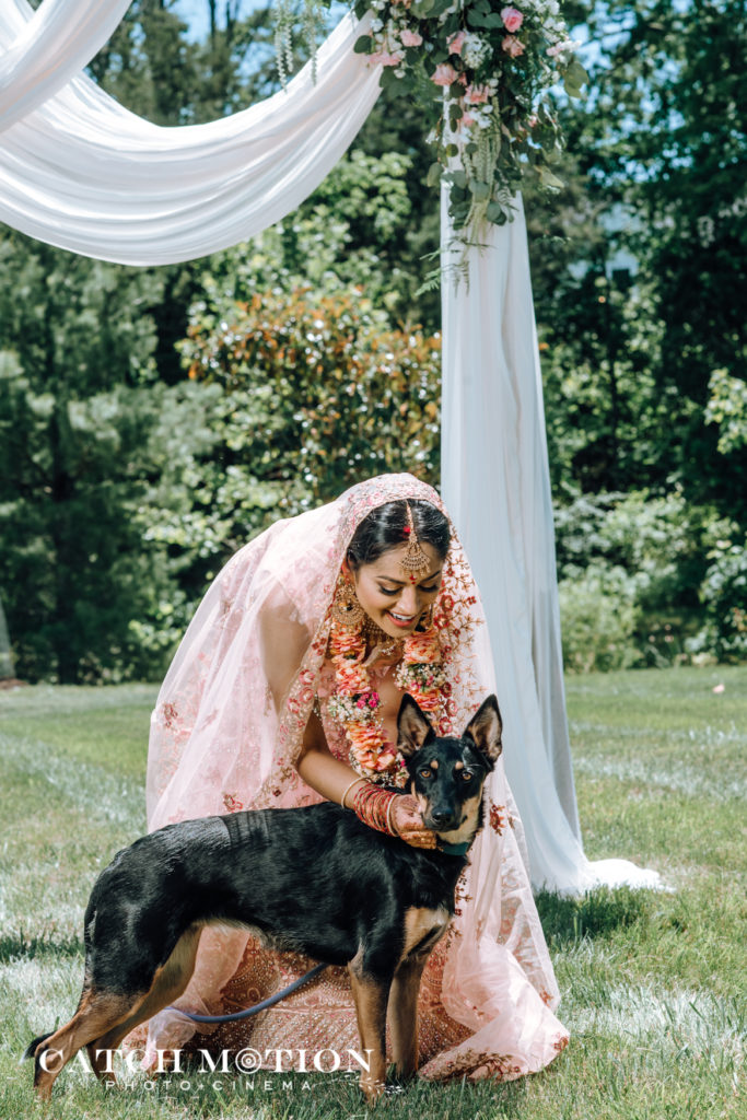 Beautiful bride with her dog