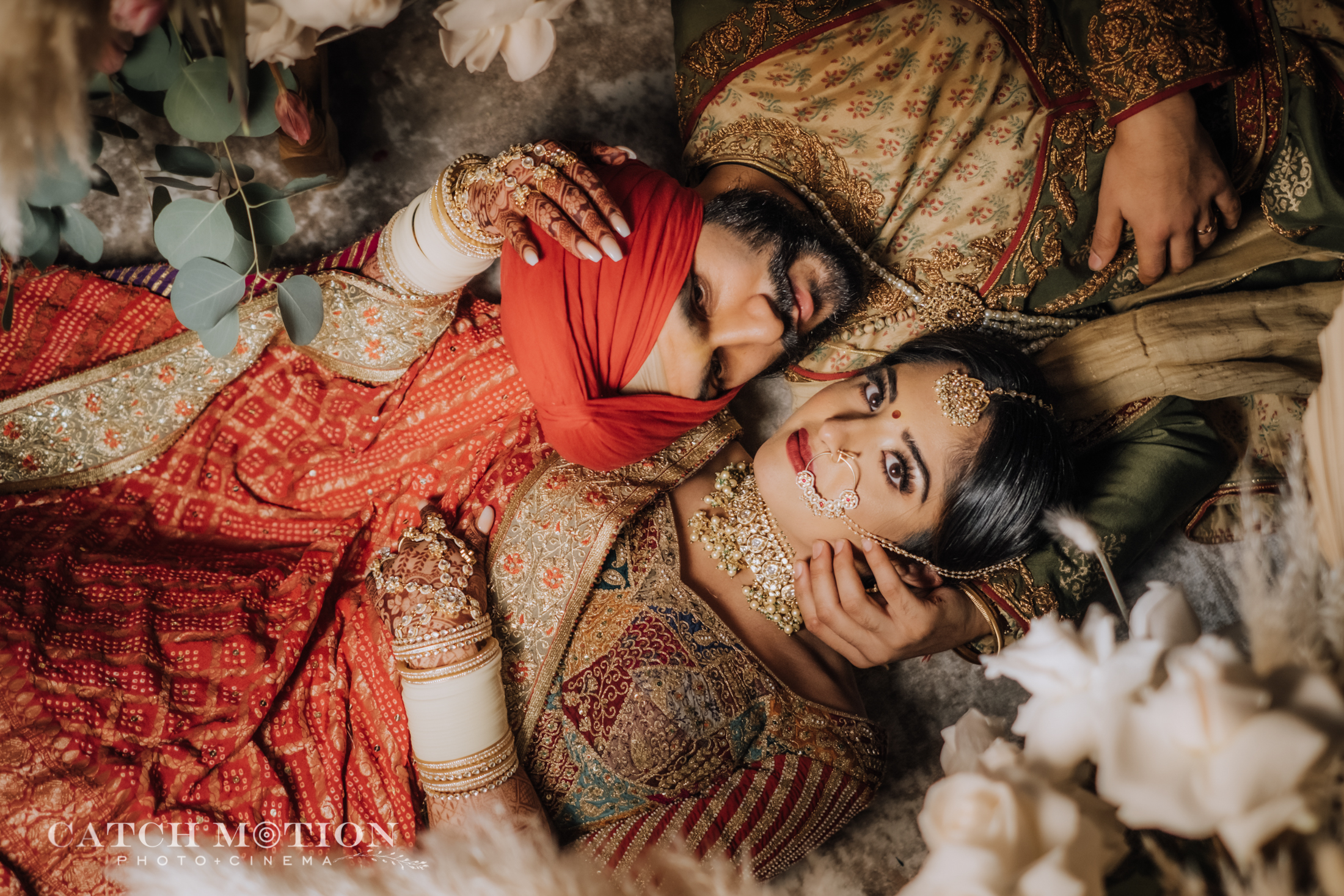 Sikh newlyweds unique dramatic photography